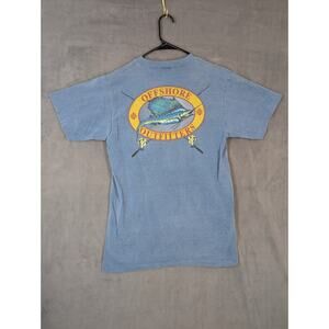 Badger T-shirt Mens Medium Blue Offshore Outfitters Key Largo Fishing Vintage